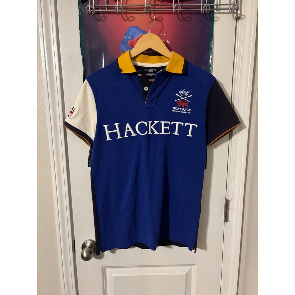 Hackett London Boat Race Oxford v Cambridge Polo Shirt Mens XS Blue Colorblock